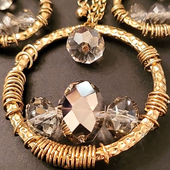 ✨HOST PICK!✨ NEW Gold-tone & Taupe Crystals Long Necklace and Earrings Set! - Picture 5 of 7